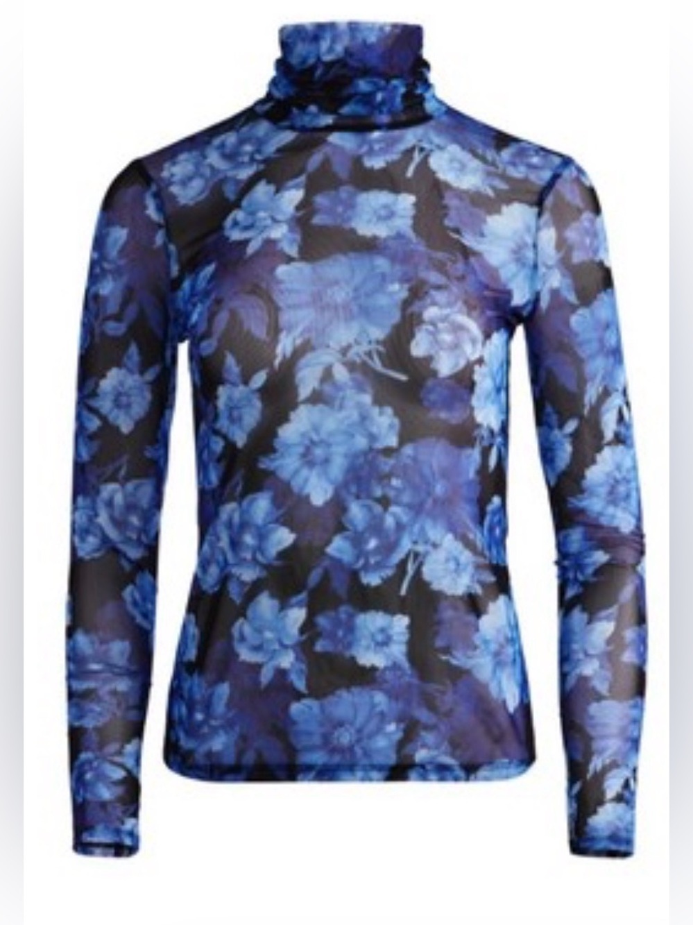 Alice + Olivia Delaina Long Sleeve Turtleneck Mesh Top